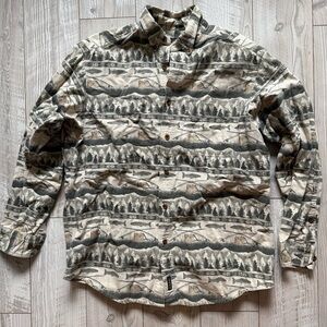 Vtg Woolrich Shirt Mens L Beige Flannel Button Up Fishing Hunting Outdoor Camp